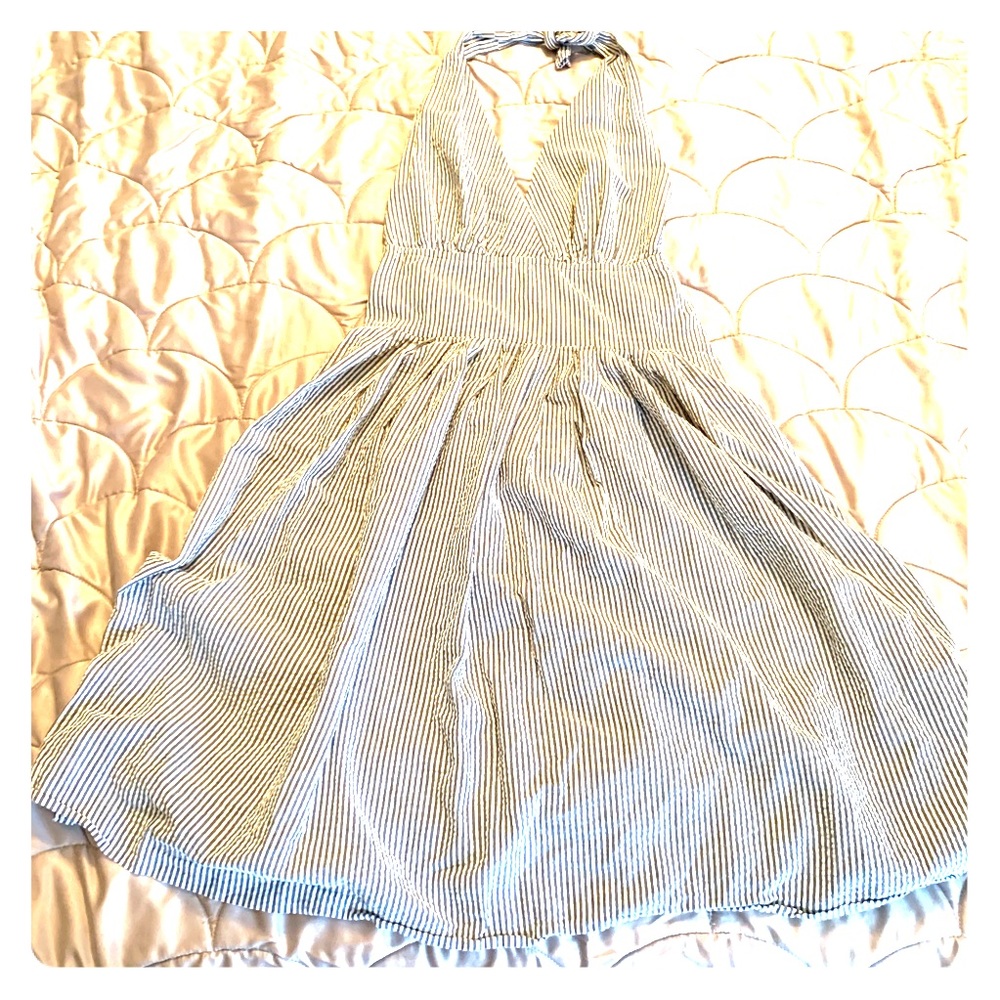 Merona seersucker dress midi halter